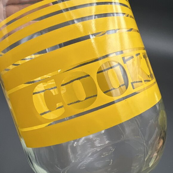 Large Vintage Retro 3L Glass Cookie Jar Yellow Striped France 1970s VG to EUC - Picture 9 of 16
